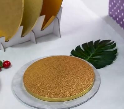 Customized Design Wholesale Disposable 6-20inch Size Cake Board Corrugated Circular Golden Cake Drum / 3