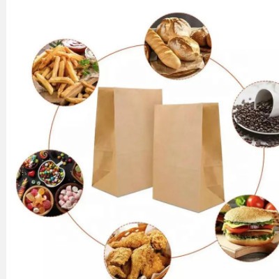 Recyclable Fast Food Take Away Factory High Quality Cheap Bio-Degradable Kraft Paper Bag / 2