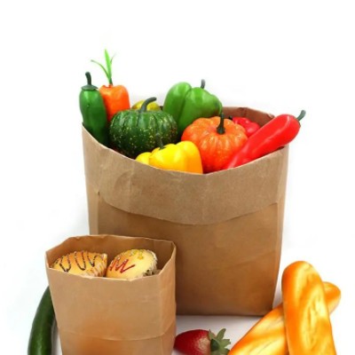 Recyclable Fast Food Take Away Factory High Quality Cheap Bio-Degradable Kraft Paper Bag / 3