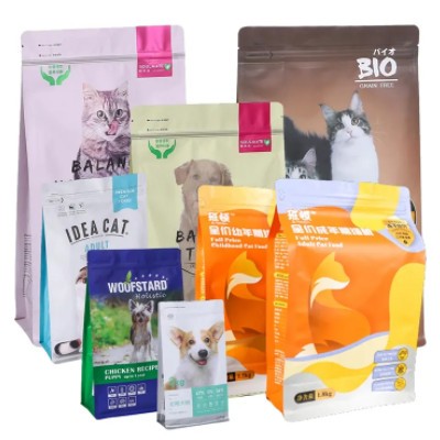 Doypack Bags Pet Food Foil Lined Heat Seal Packaging Pet Food Bag Dog Treat Flat Bottom Dog Food Bag / 3