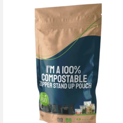 Recyclable Stand Up Pouch Zip Lock Dried Fruit Doypack Biodegradable Brown Kraft Paper Bag Shaped Ba / 3