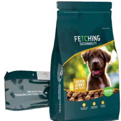 Strong Sealing Gravure Printing Plastic Pet Dog Treats Bag With Zip Lock Food Packaging Bag Custom D / 3