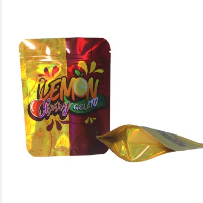 Plastic Packaging Bag Food Mylar Stand Up Pouch 3.5G Holographic Bag for Custom / 3