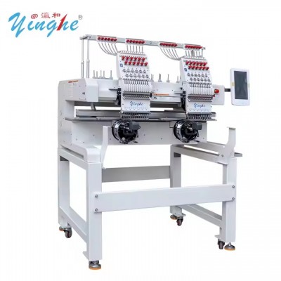 High Speed Industrial Flat Cap Garment Embroidery Machine Two Heads 12 Needle Industrial Computerize