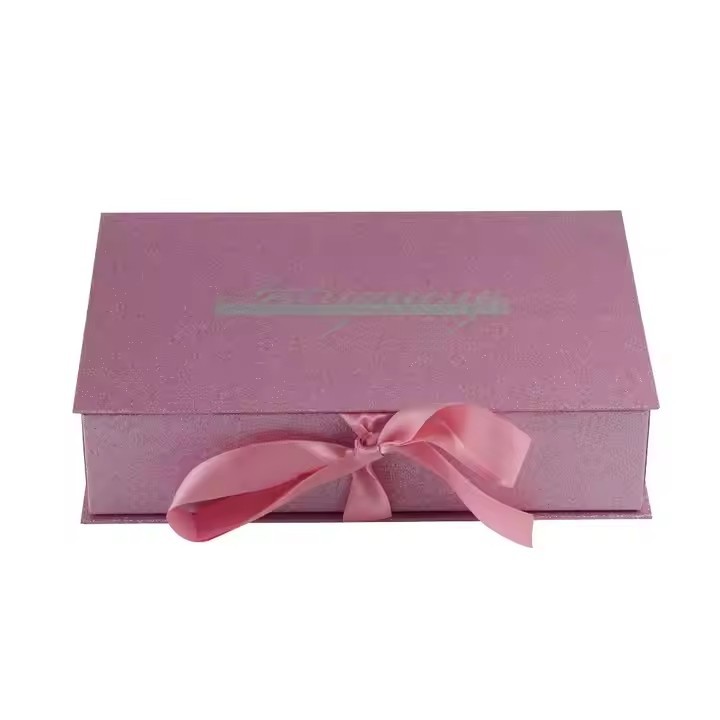 Wholesale Luxury Bespoke Custom Logo Rigid Cardboard Magnetic Paper Gift Folding Boxes With Ribbon / 2