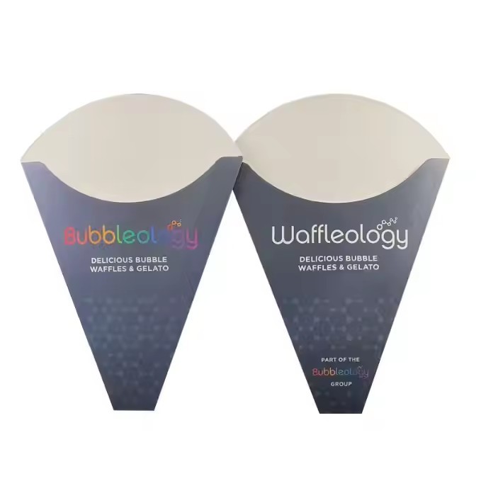 Custom Printed Food Grade Disposable Kraft Ice Cream Melt Cone Churros Holder Packaging Paper Egg Bu / 2