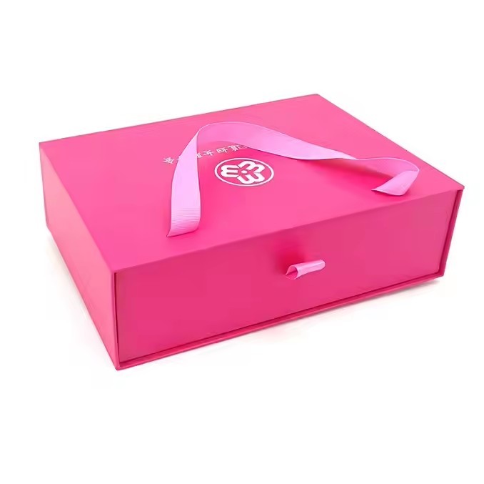 Custom Logo Gift Sets Paper Box Sliding Drawer Box with Ribbon Handle Rigid Cardboard Packing Box / 1