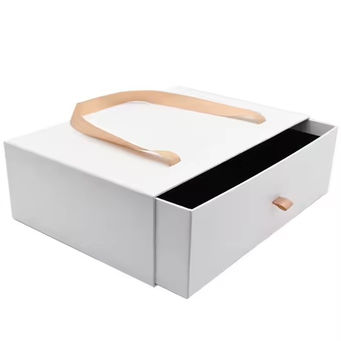 Custom Logo Gift Sets Paper Box Sliding Drawer Box with Ribbon Handle Rigid Cardboard Packing Box / 3